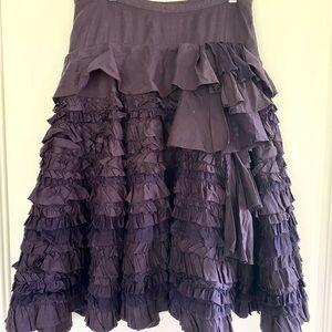 Anthropologie Deep Purple Ruffled A-Line Skirt